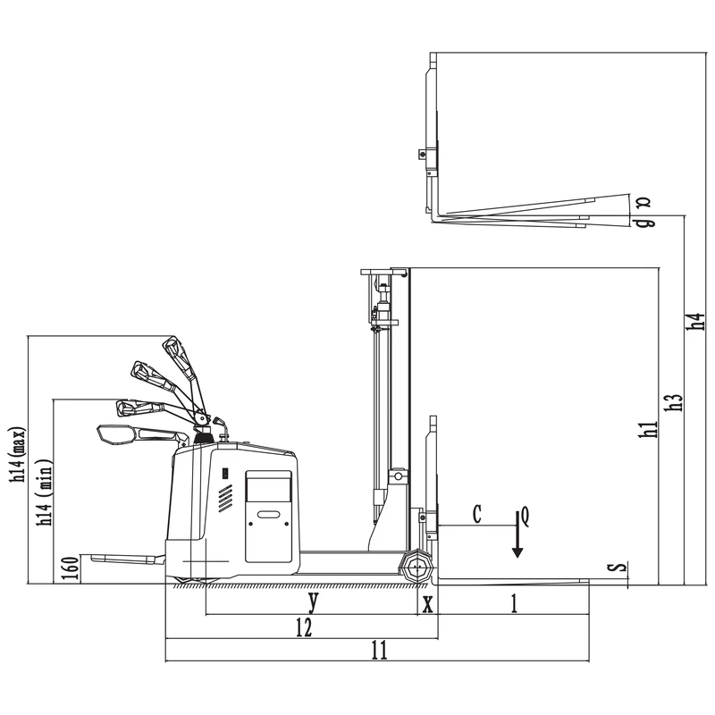 Gerbeur électrique à contrepoids EVVP15-P – deuxième vue