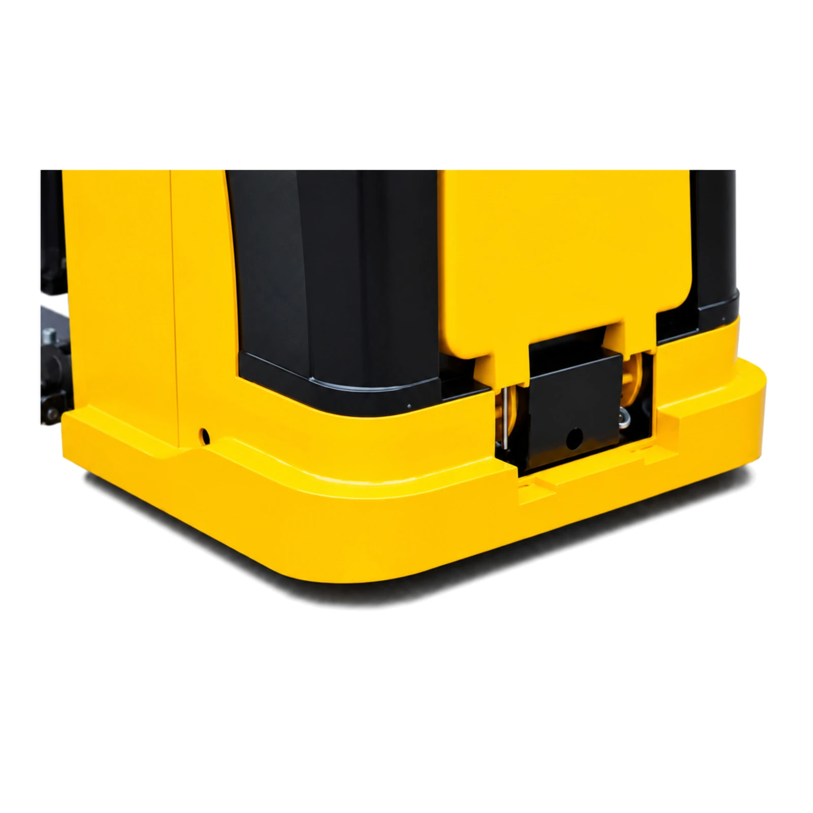 Châssis arrière du gerbeur électrique à conducteur porté EVV20-P avec compartiment batterie latéral et roulette stabilisatrice