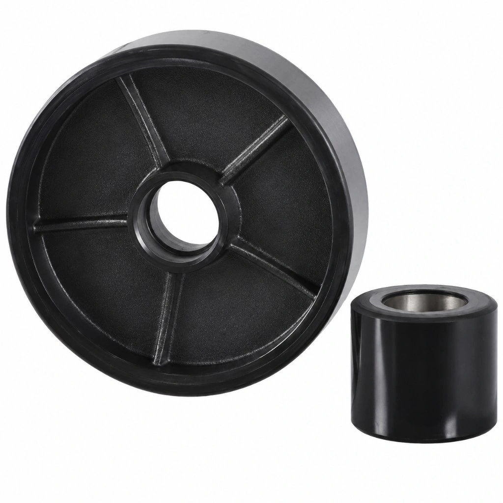 Roues noires en polyuréthane du transpalette manuel RPV2500PT/RPV3000PT